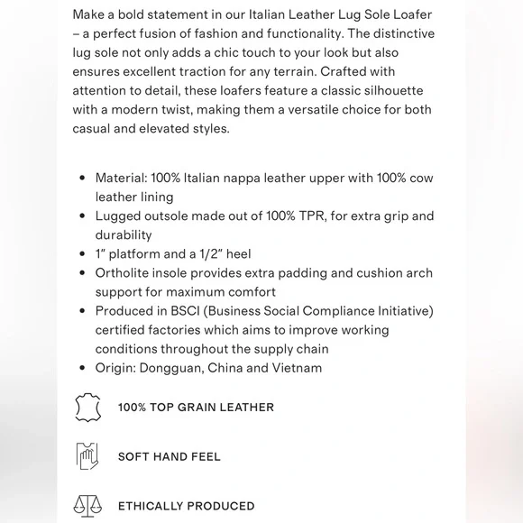 Quince Italian Leather Lug Sole Loafers in Bone with Black Soles Size 7 - Picture 3 of 16